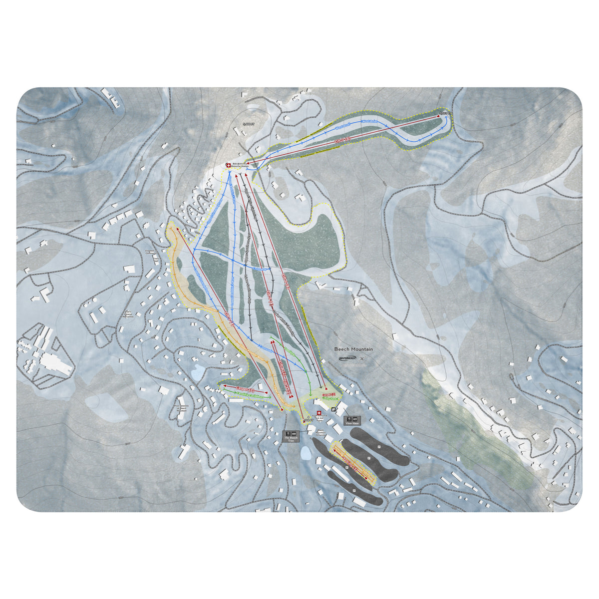 Beech Mountain, North Carolina Ski Resort Map Blanket