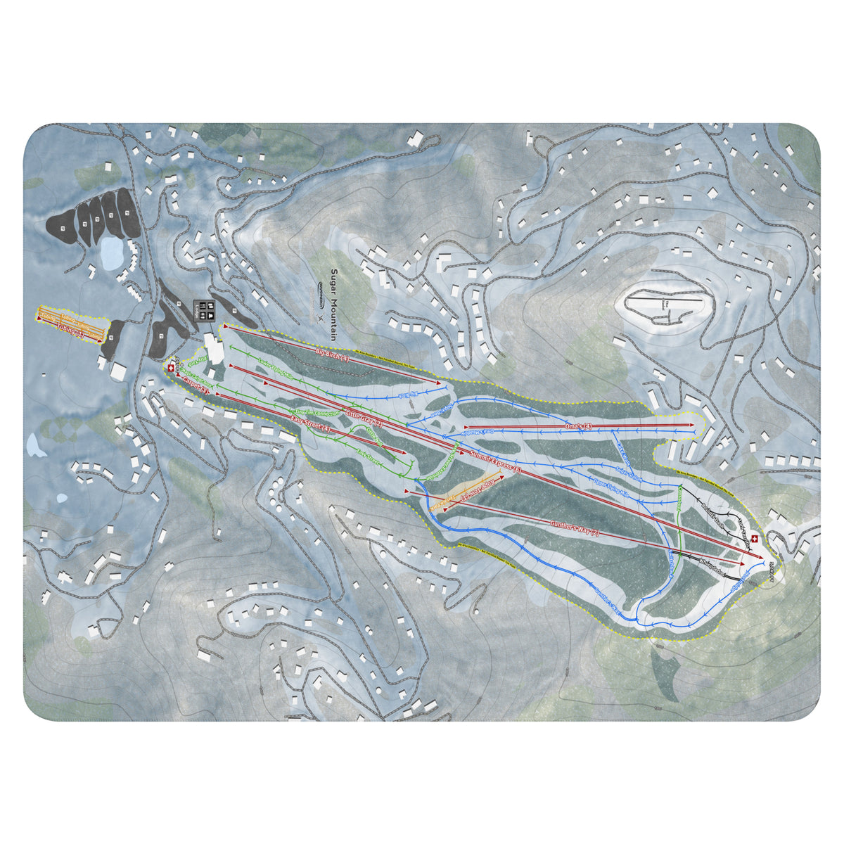 Sugar Mountain, North Carolina Ski Resort Map Blanket