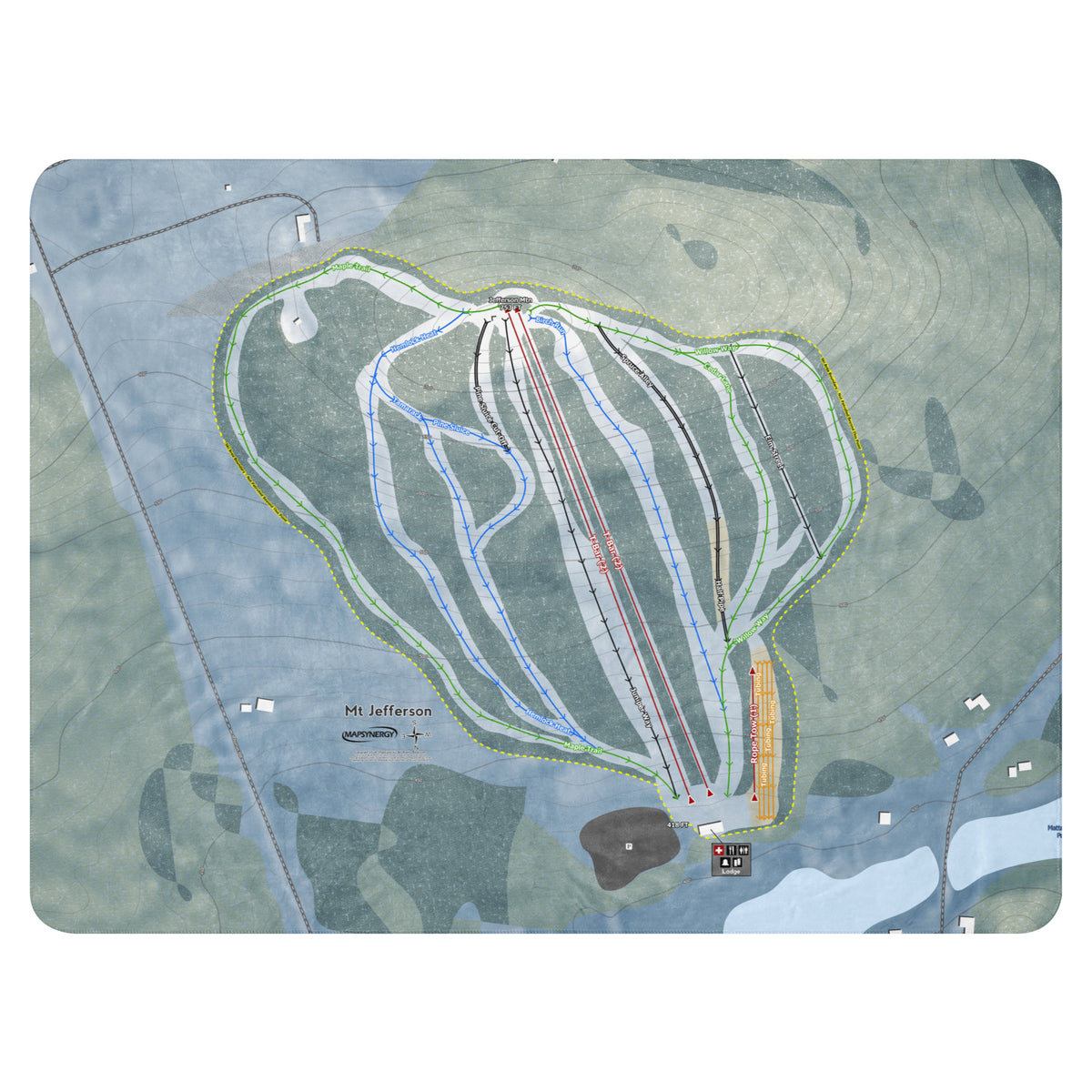 Mt Jefferson, Maine Ski Resort Map Blanket