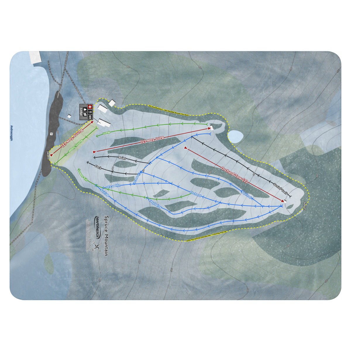 Spruce Mountain, Maine Ski Resort Map Blanket