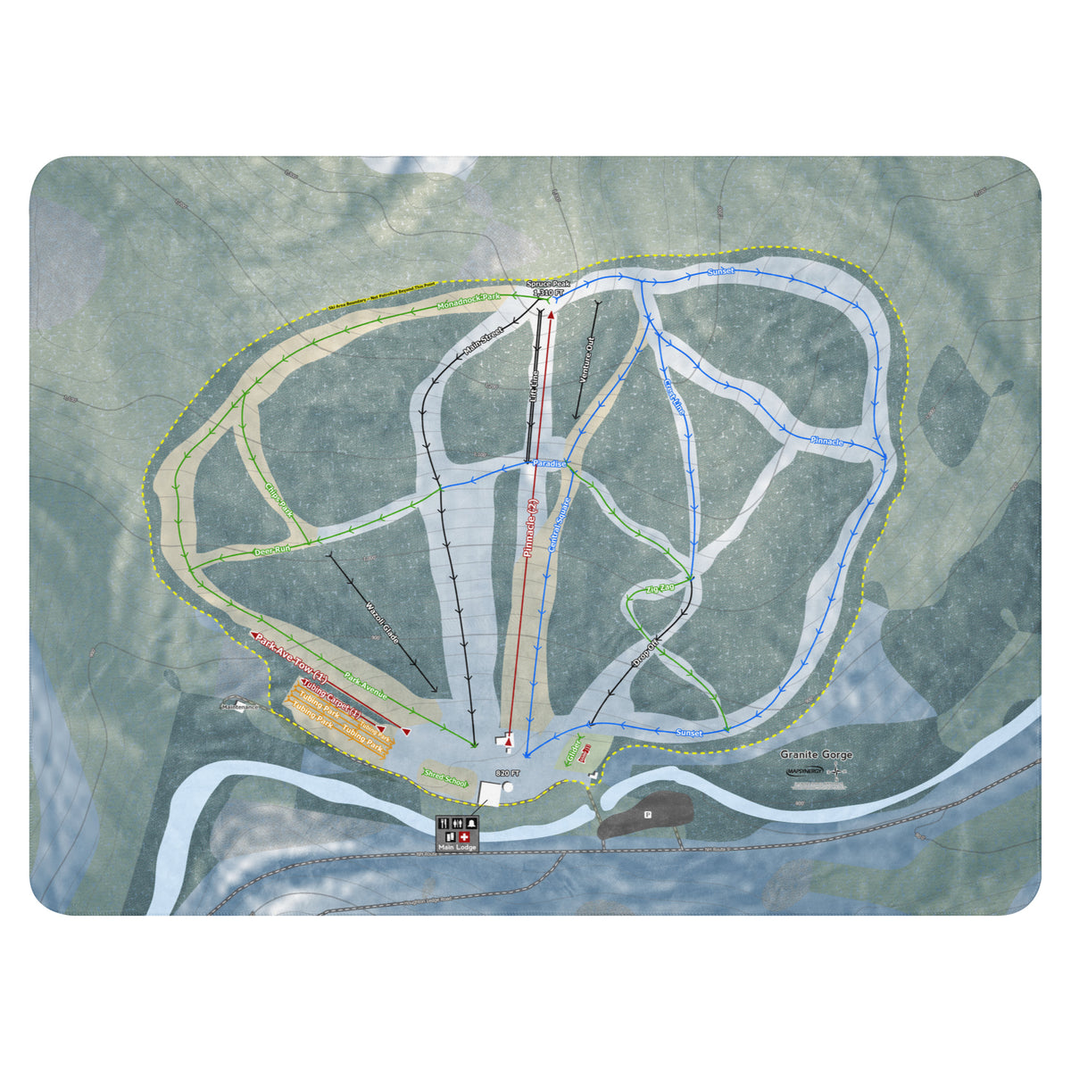Granite Gorge, New Hampshire Ski Resort Map Blanket