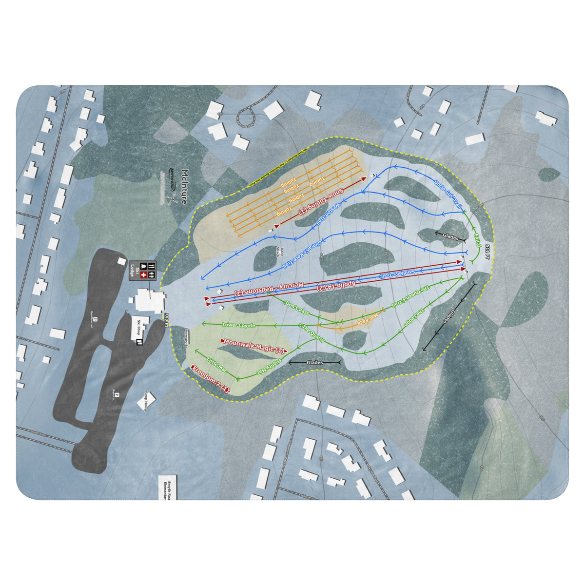 McIntyre, New Hampshire Ski Resort Map Blanket
