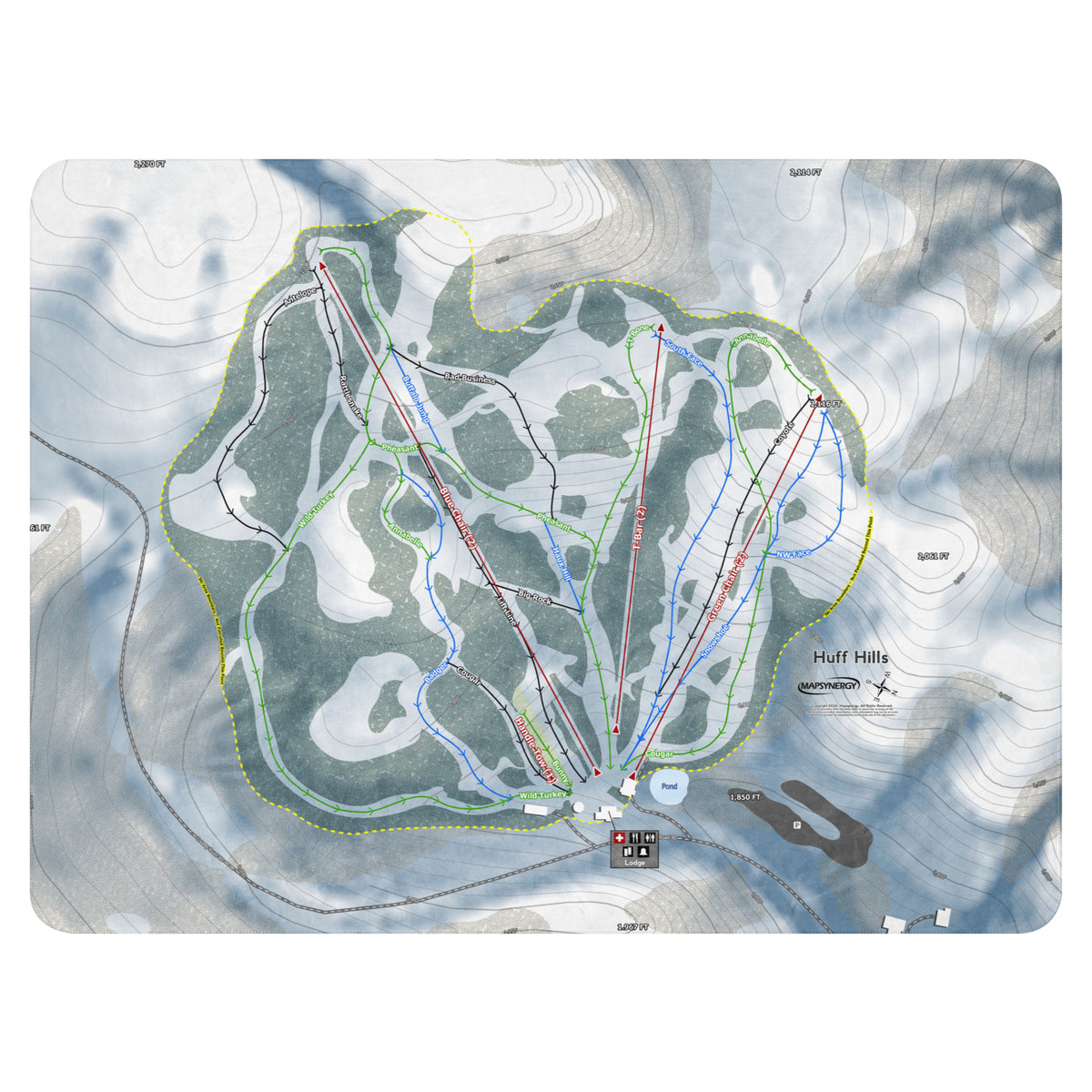 Huff Hills, North Dakota Ski Resort Map Blanket