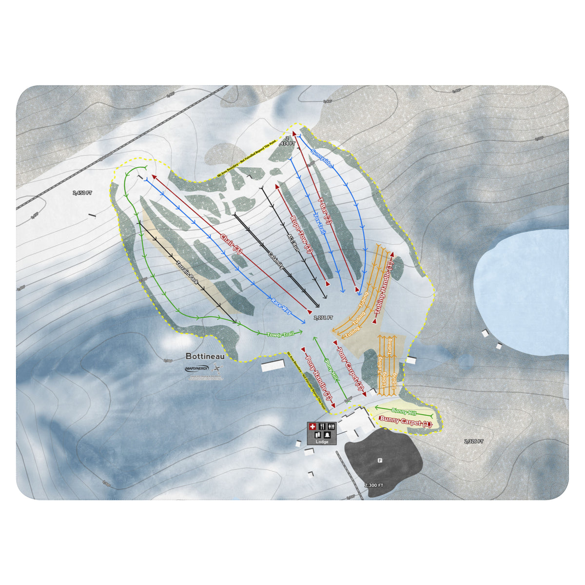 Bottineau, North Dakota Ski Resort Map Blanket