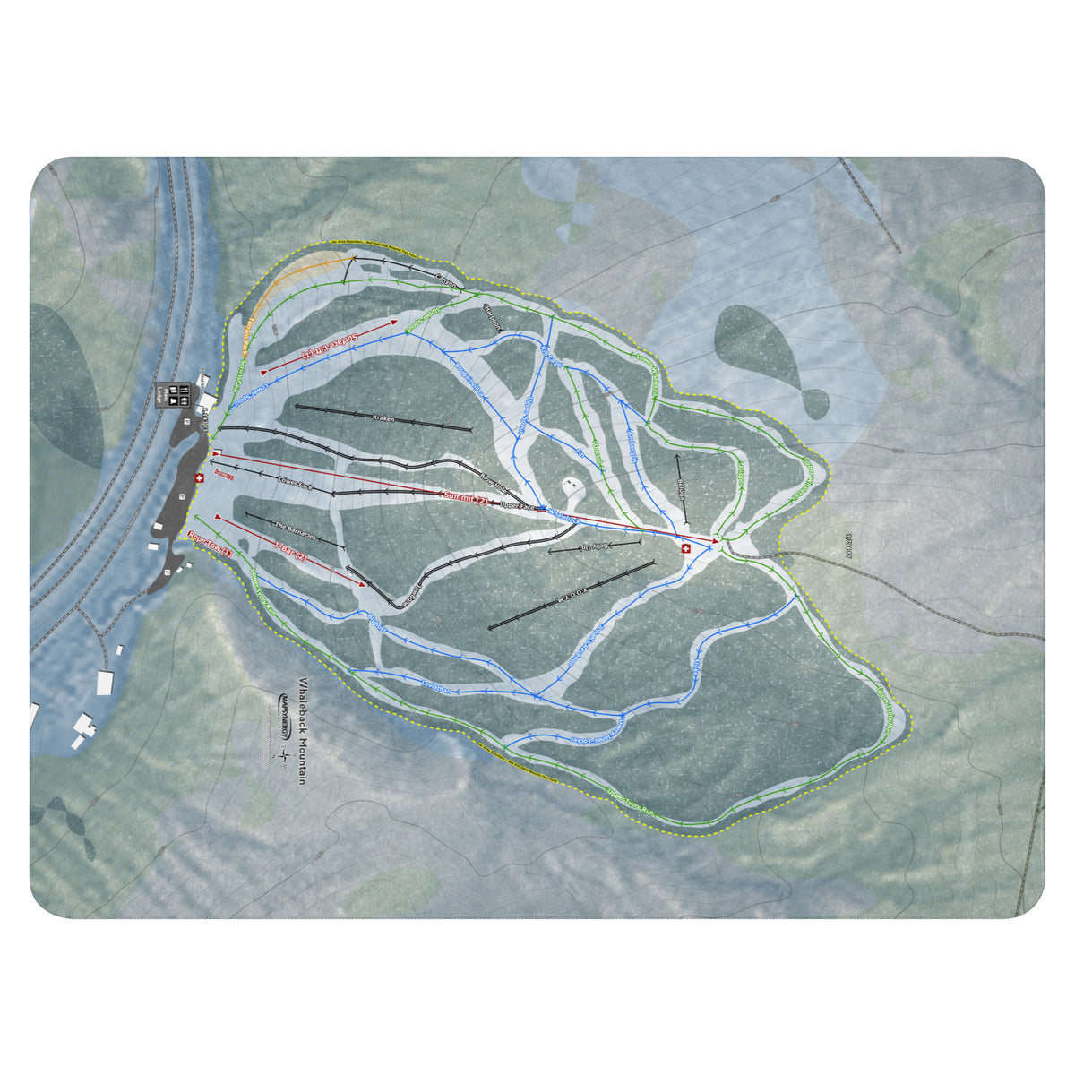 Whaleback Mountain, New Hampshire Ski Resort Map Blanket