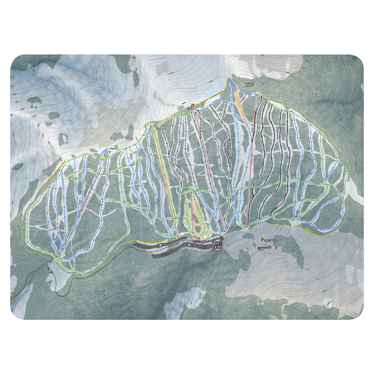 Pajarito Mountain, New Mexico Ski Resort Map Blanket
