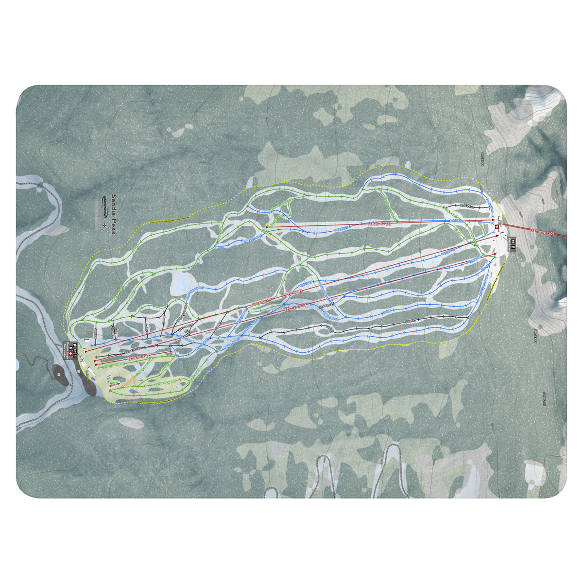 Sandia Peak, New Mexico Ski Resort Map Blanket
