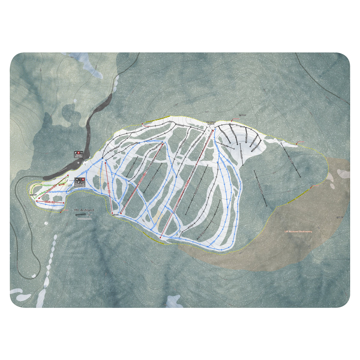 Mt Ashland, Oregon Ski Resort Map Blanket