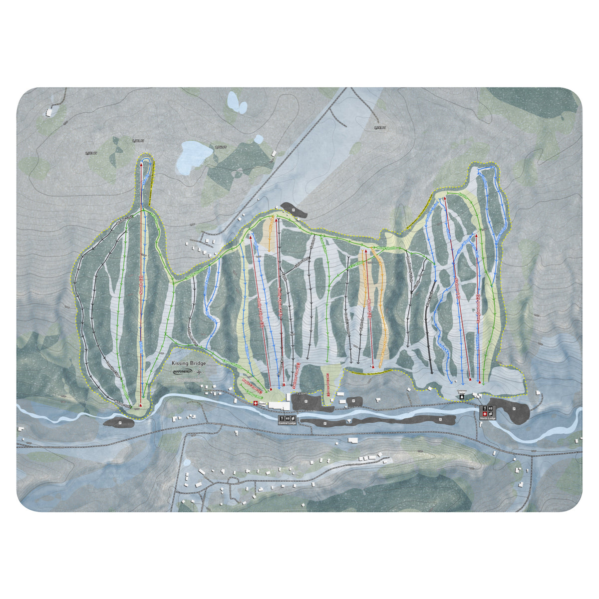 Kissing Bridge, New York Ski Resort Map Blanket