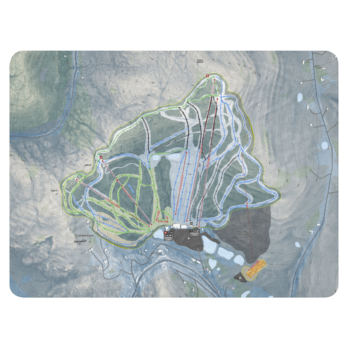 Catamount, New York Ski Resort Map Blanket