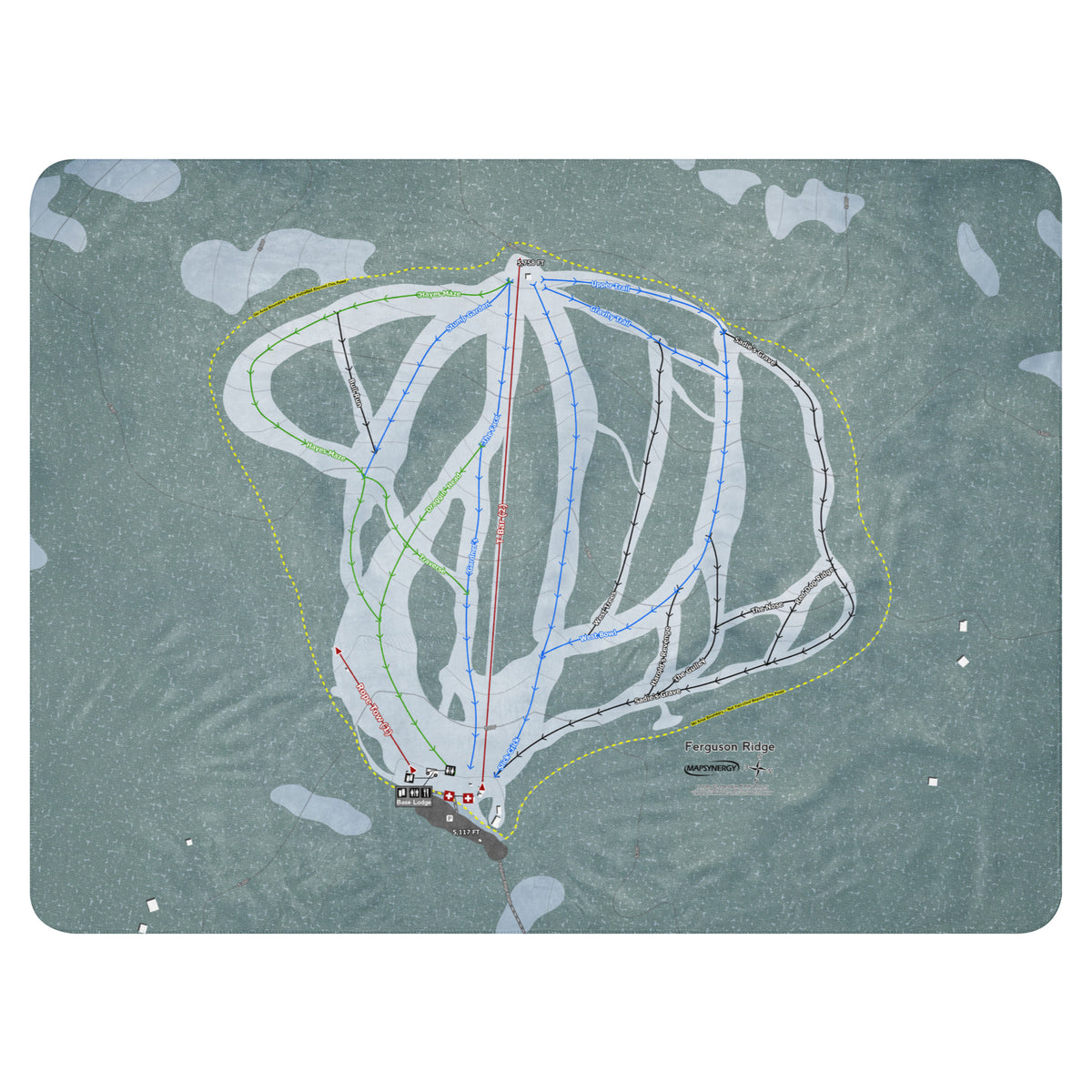 Ferguson Ridge, Oregon Ski Resort Map Blanket