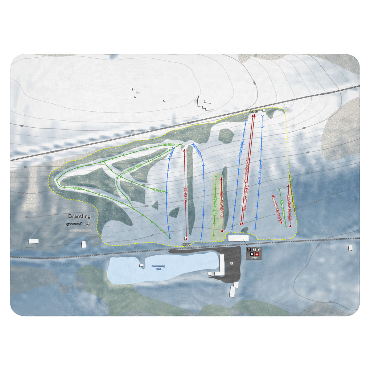 Brantling, New York Ski Resort Map Blanket