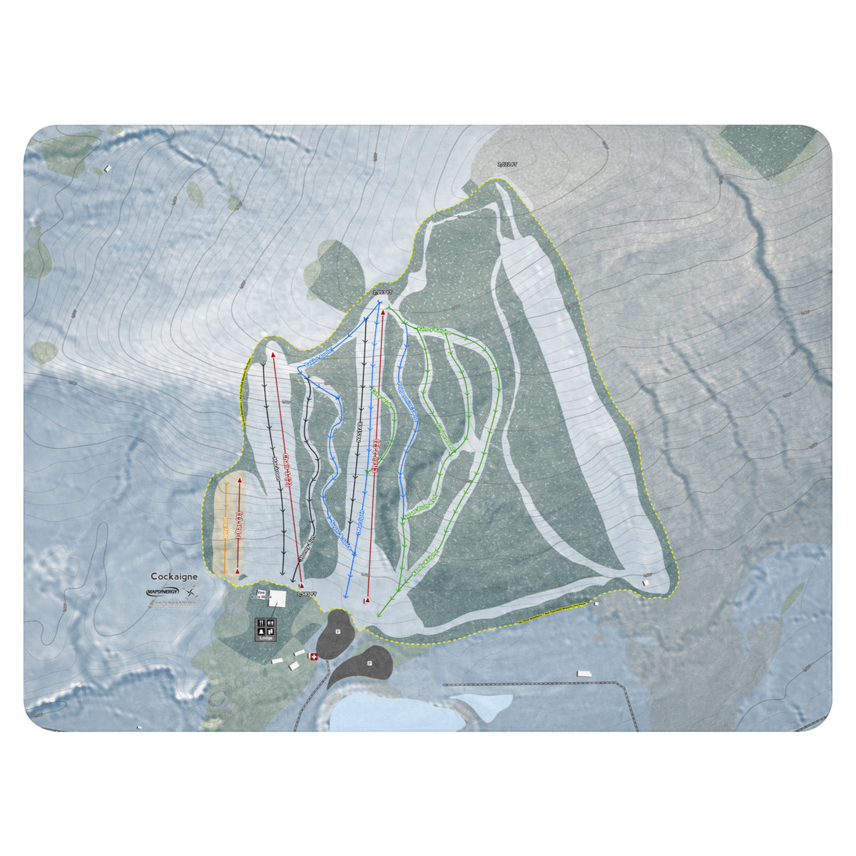 Cockaigne, New York Ski Resort Map Blanket