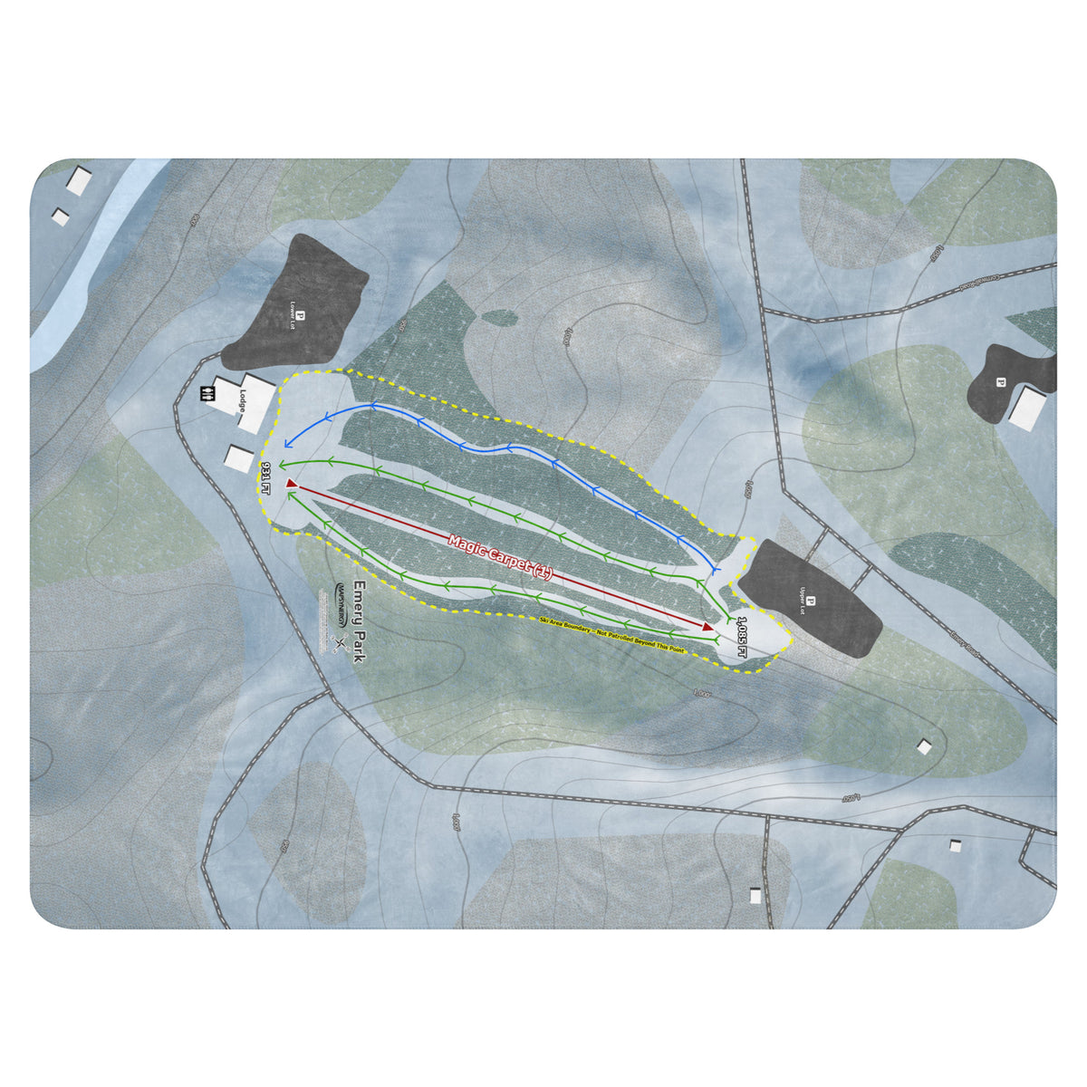Emery Park, New York Ski Resort Map Blanket