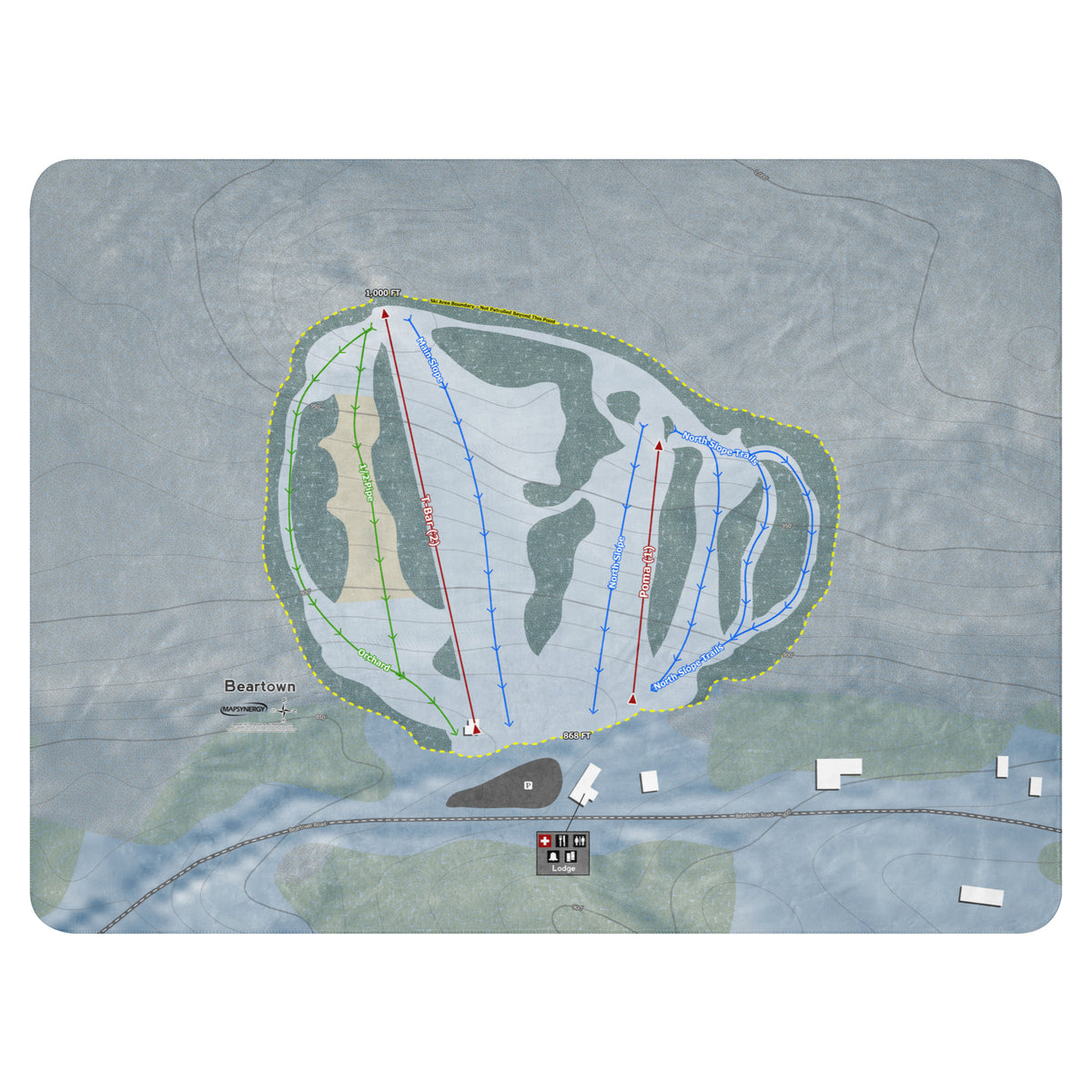 Beartown, New York Ski Resort Map Blanket