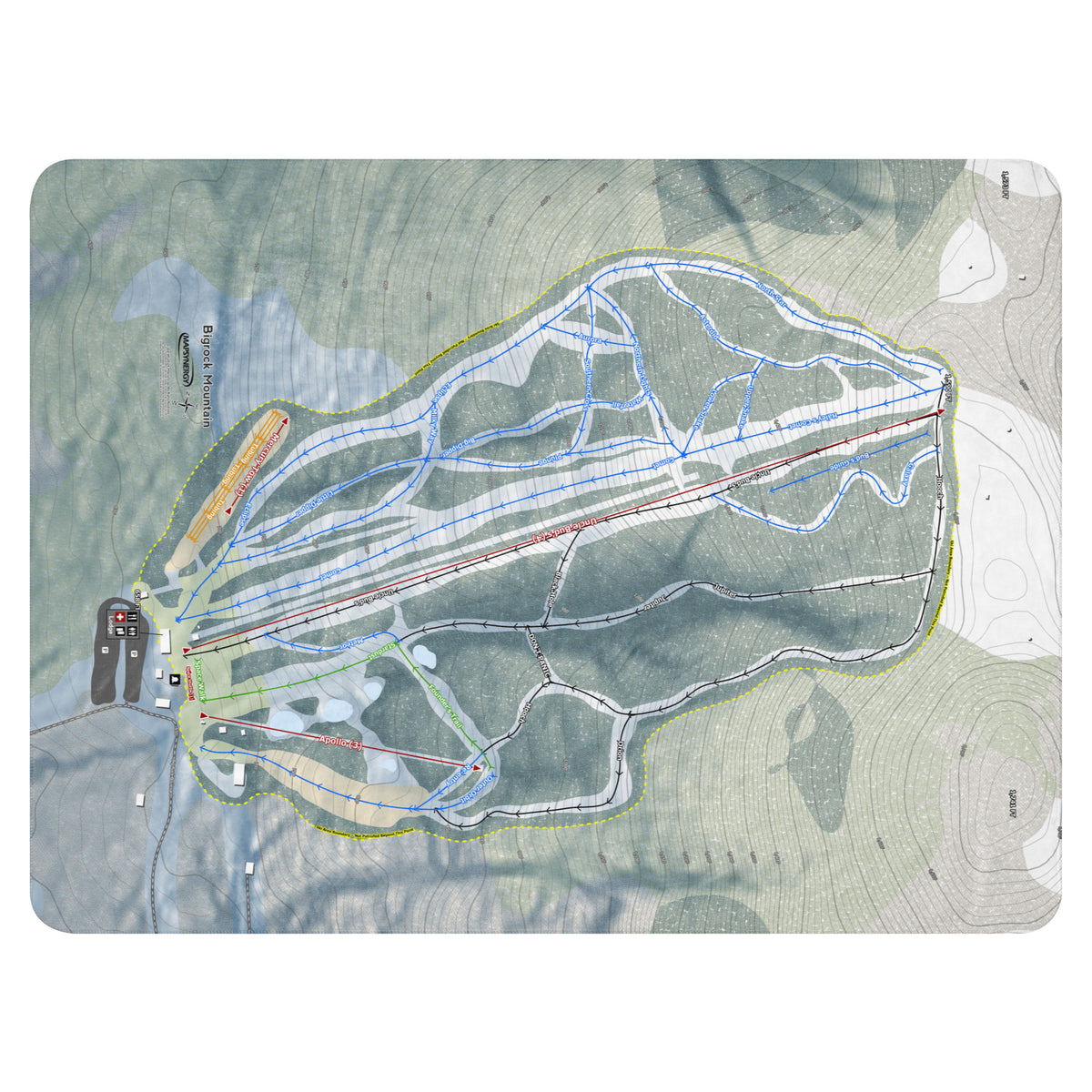 Bigrock Mountain, Maine Ski Resort Map Blanket