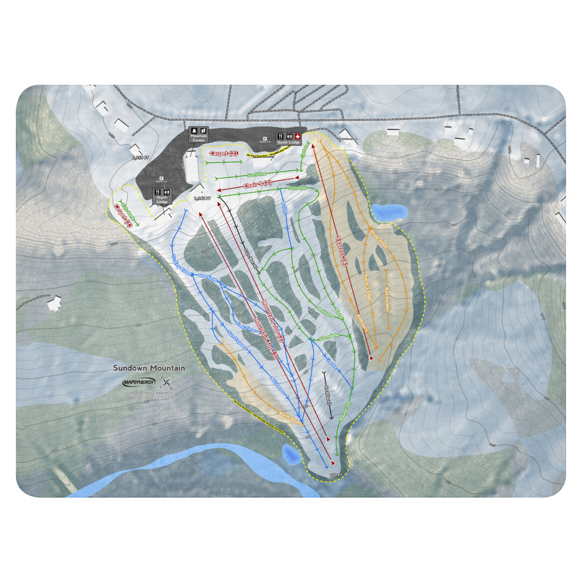 Sundown Mountain, Iowa Ski Resort Map Blanket