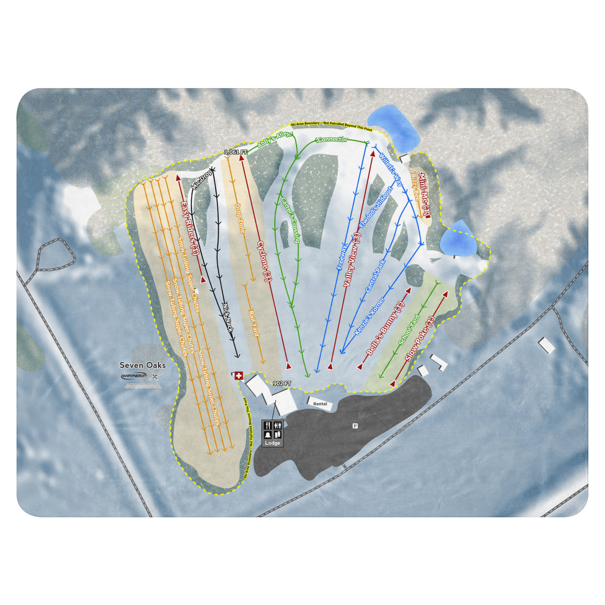 Seven Oaks, Iowa Ski Resort Map Blanket