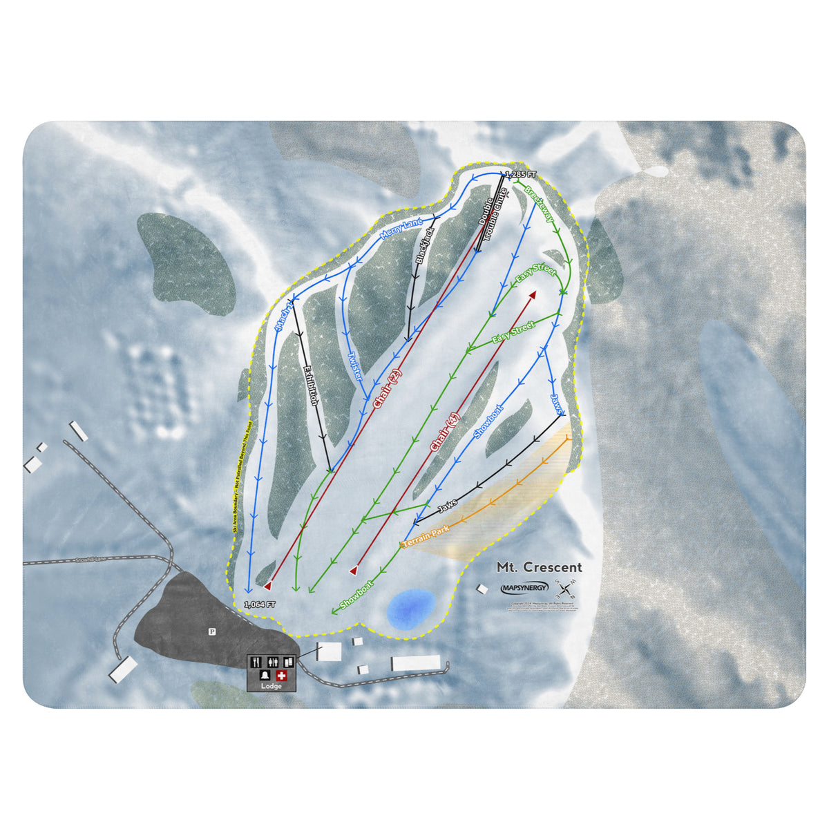 Mt. Crescent, Iowa Ski Resort Map Blanket