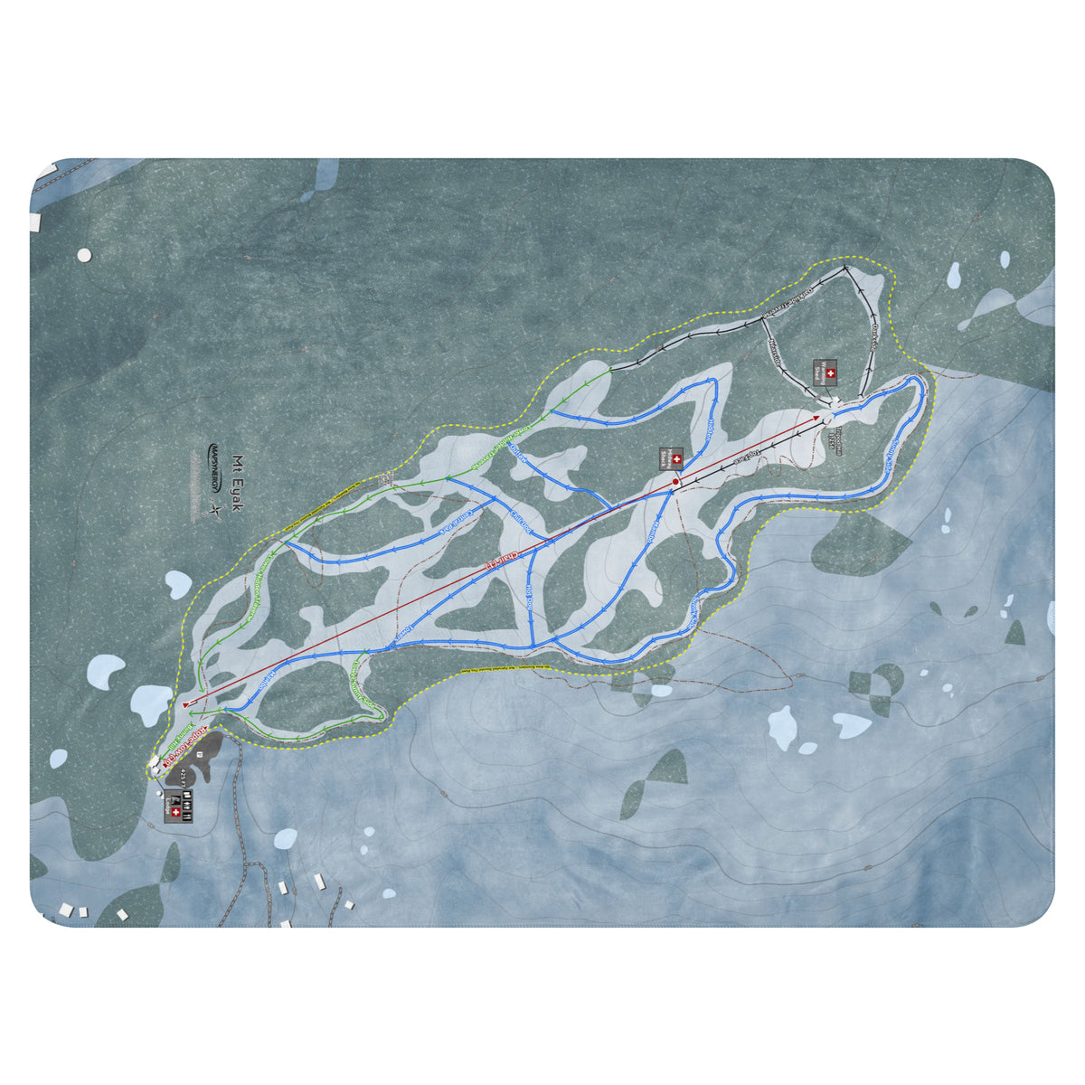 Mt Eyak, Alaska Ski Resort Map Blanket