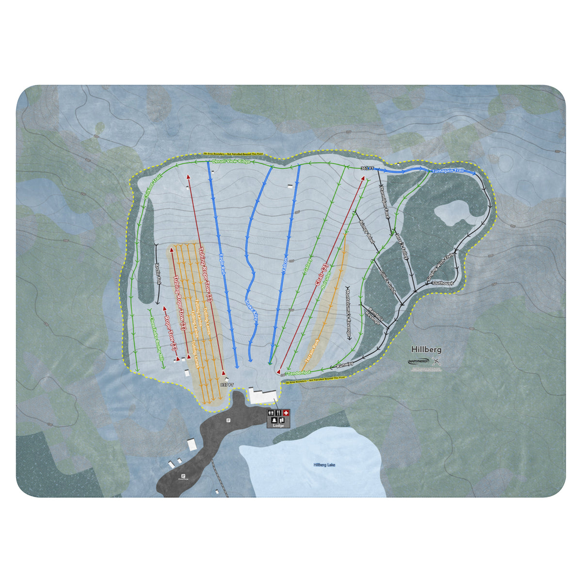Hillberg, Alaska Ski Resort Map Blanket