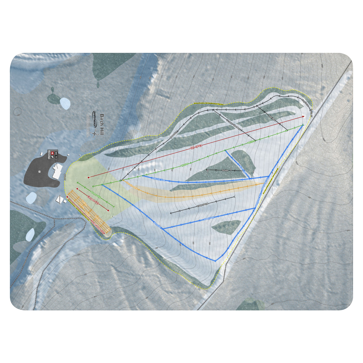 Birch Hill, Alaska Ski Resort Map Blanket