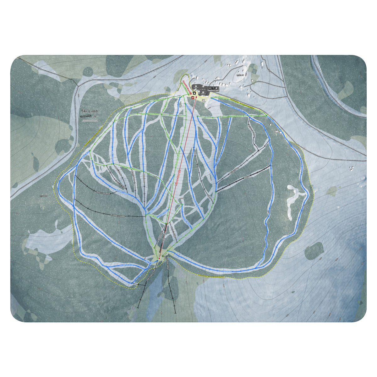 Ski Land, Alaska Ski Resort Map Blanket