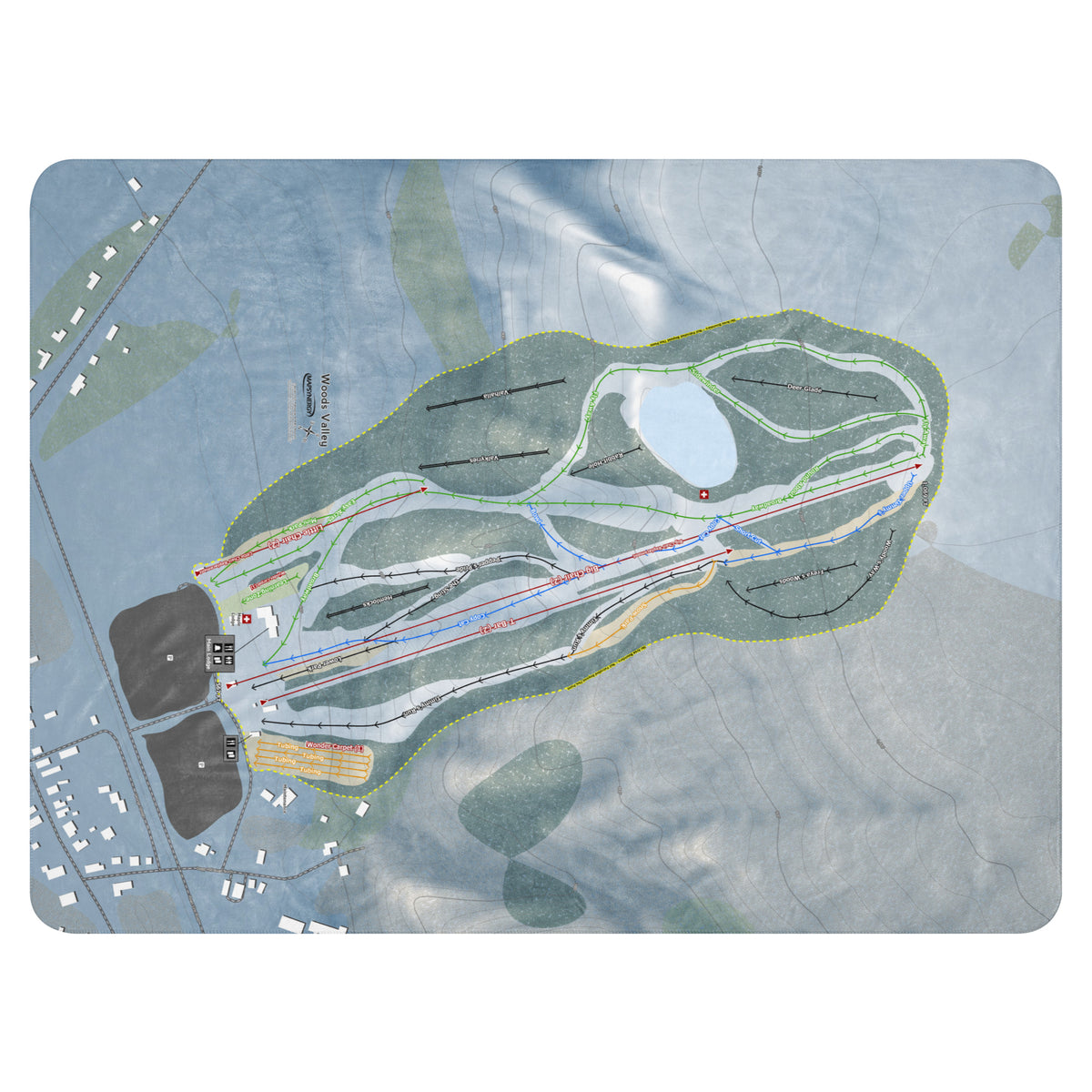 Woods Valley, New York Ski Resort Map Blanket