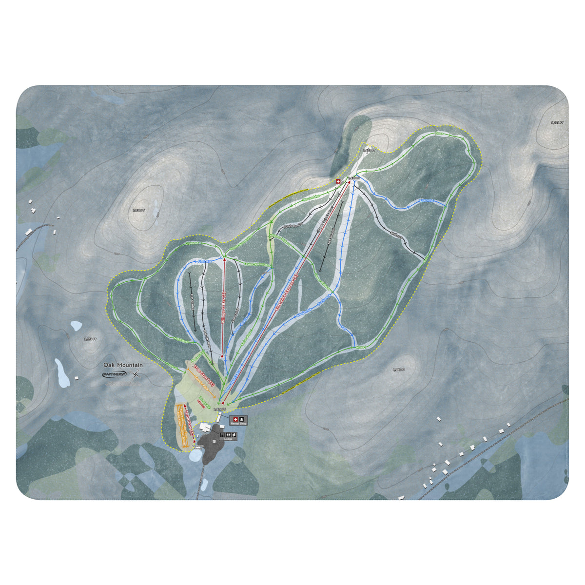 Oak Mountain, New York Ski Resort Map Blanket