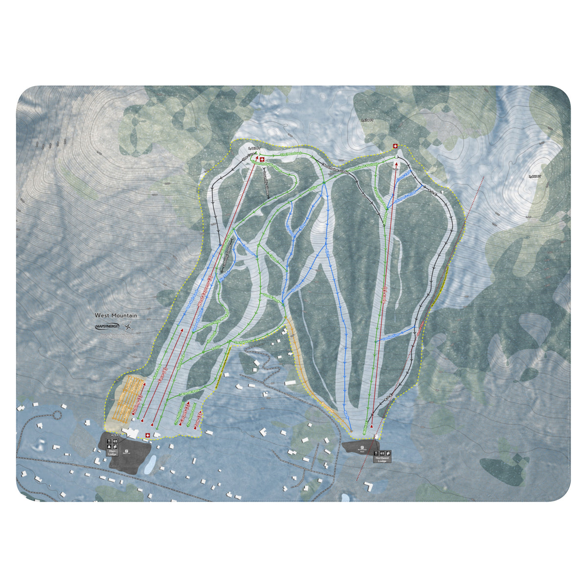 West Mountain, New York Ski Resort Map Blanket