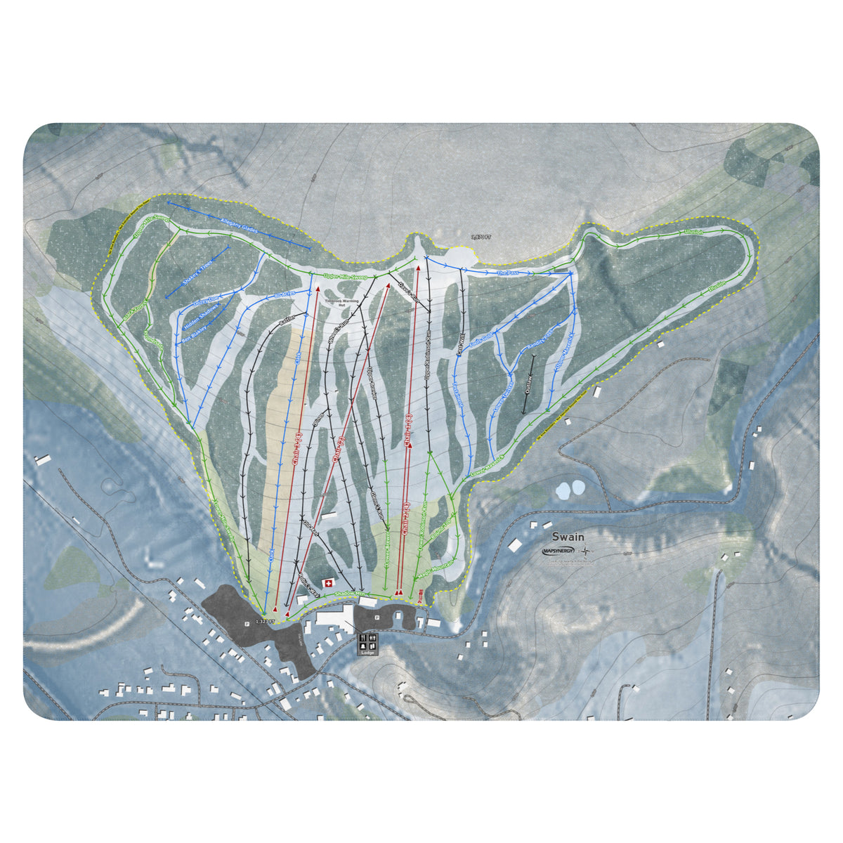 Swain, New York Ski Resort Map Blanket