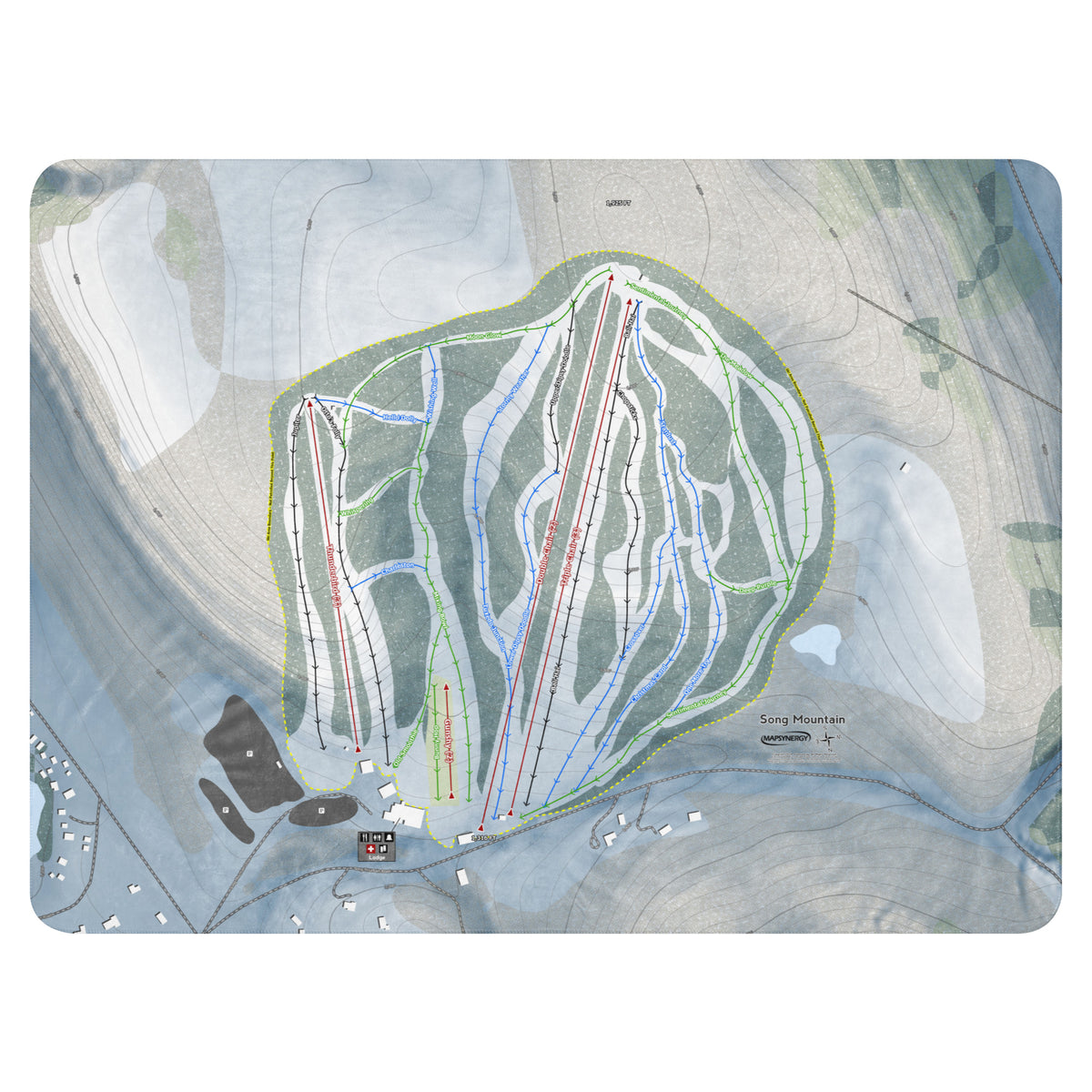 Song Mountain, New York Ski Resort Map Blanket