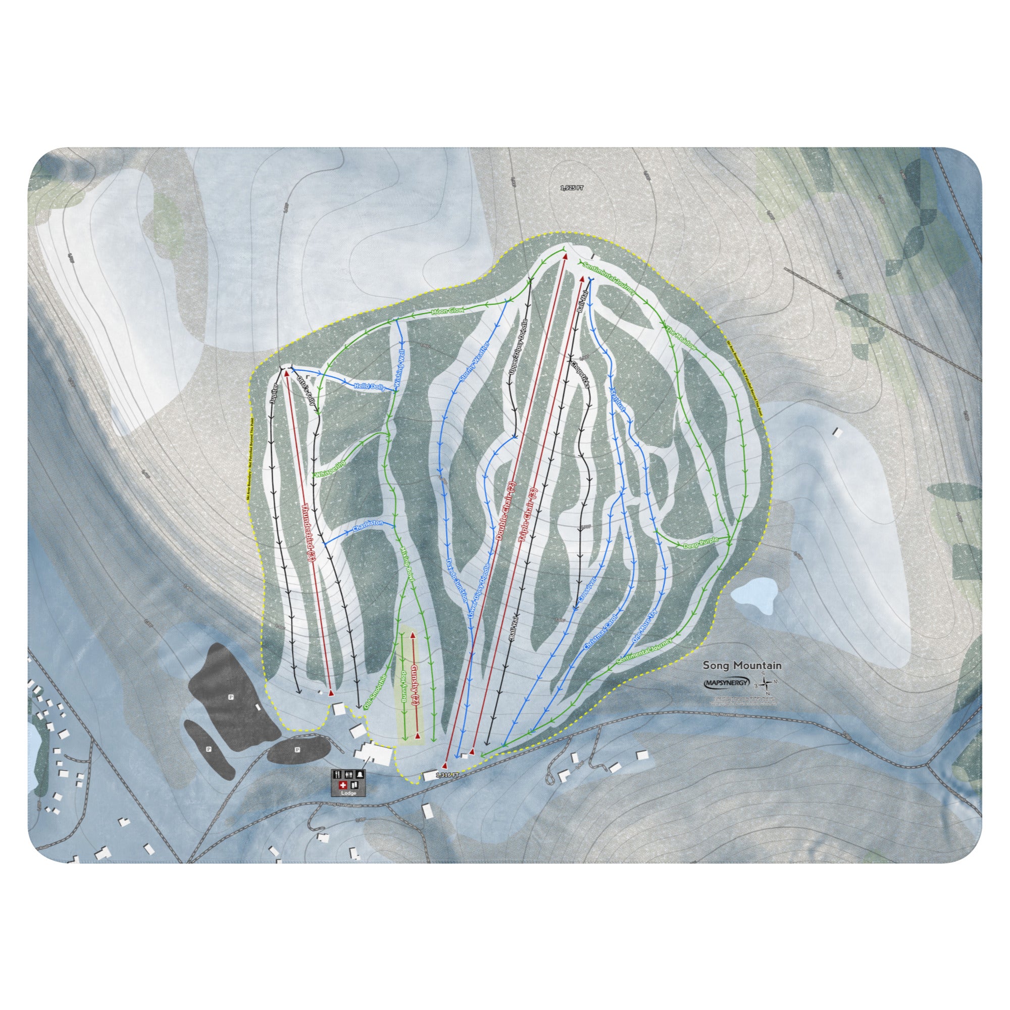 Song Mountain, New York Ski Resort Map Blanket trail map
