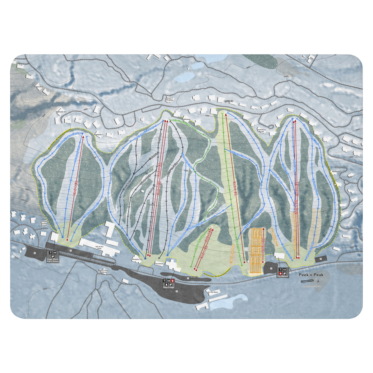 Peek'n Peak, New York Ski Resort Map Blanket
