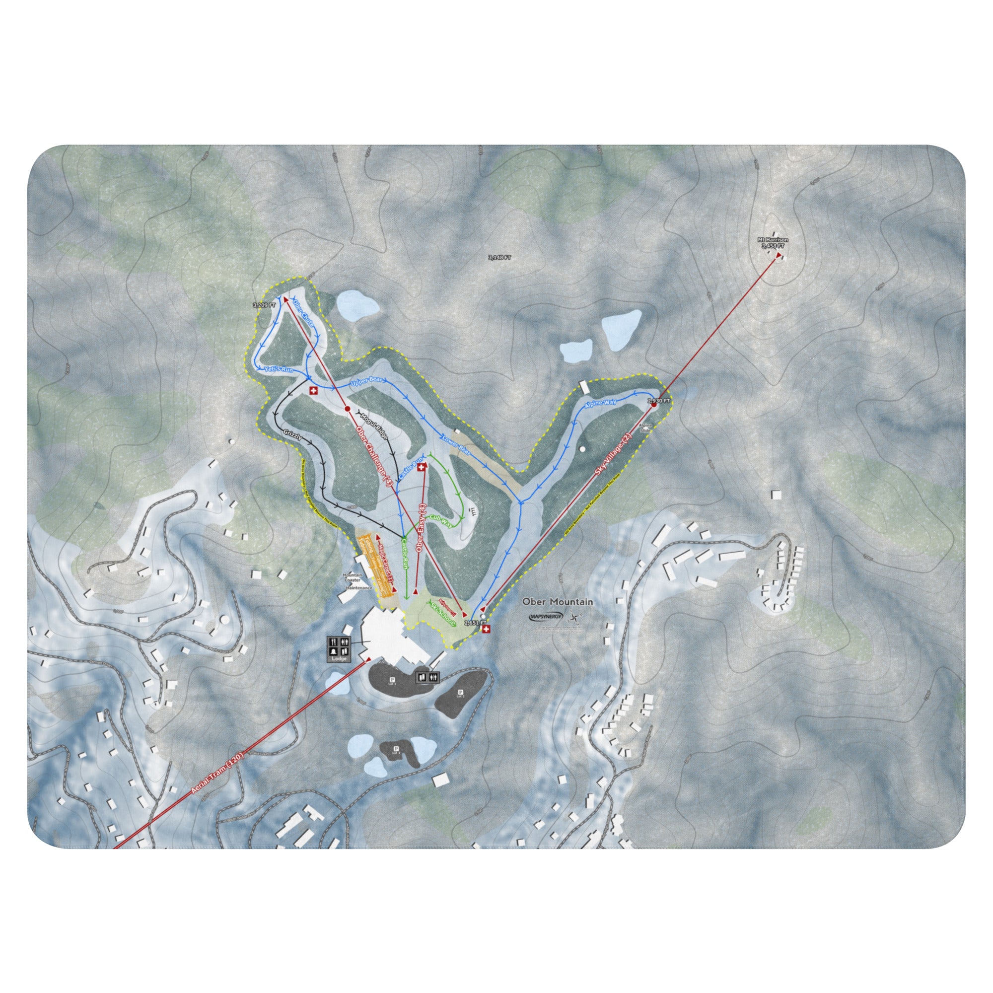 Ober Mountain, Tennessee Ski Resort Map Blanket trail map