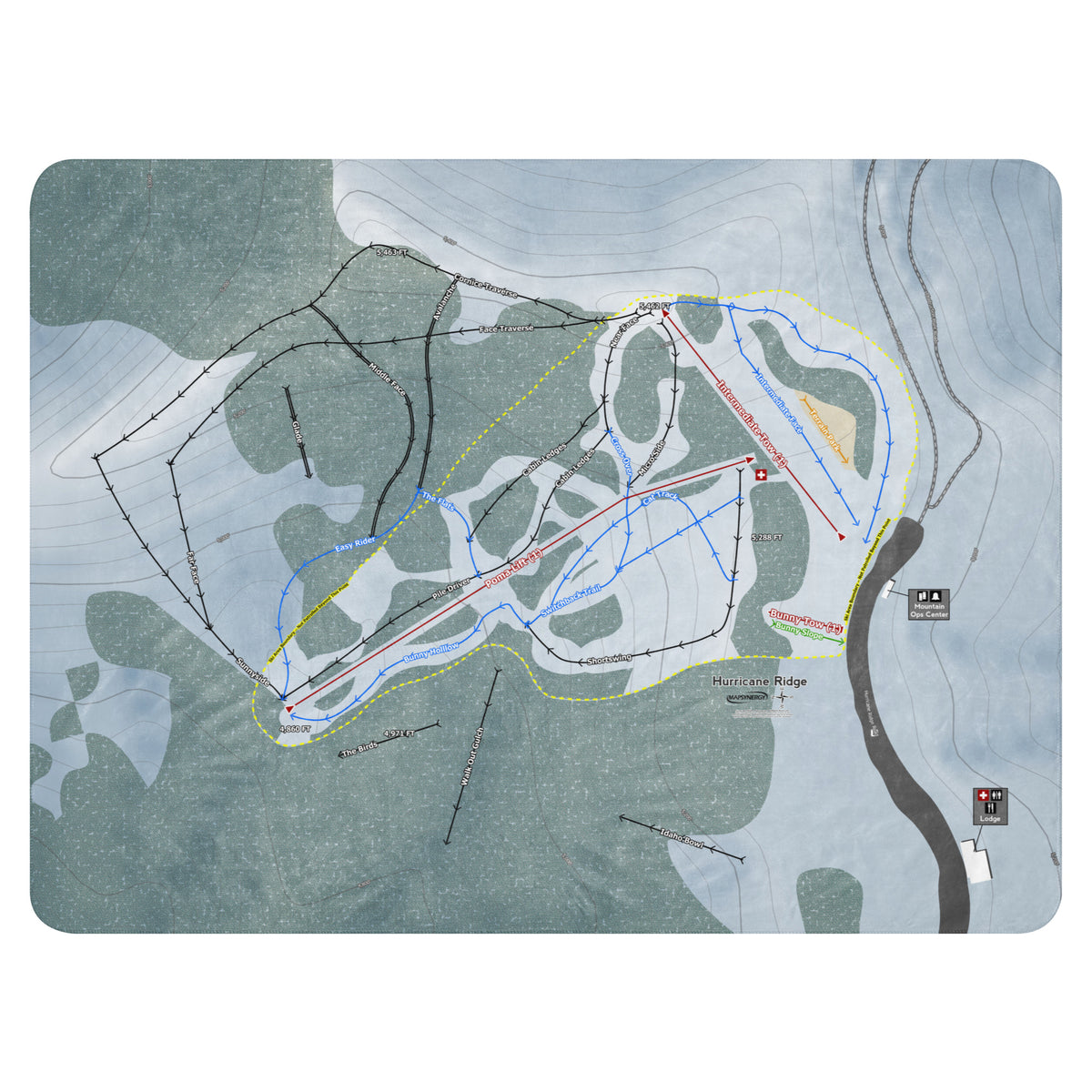 Hurricane Ridge, Washington Ski Resort Map Blanket