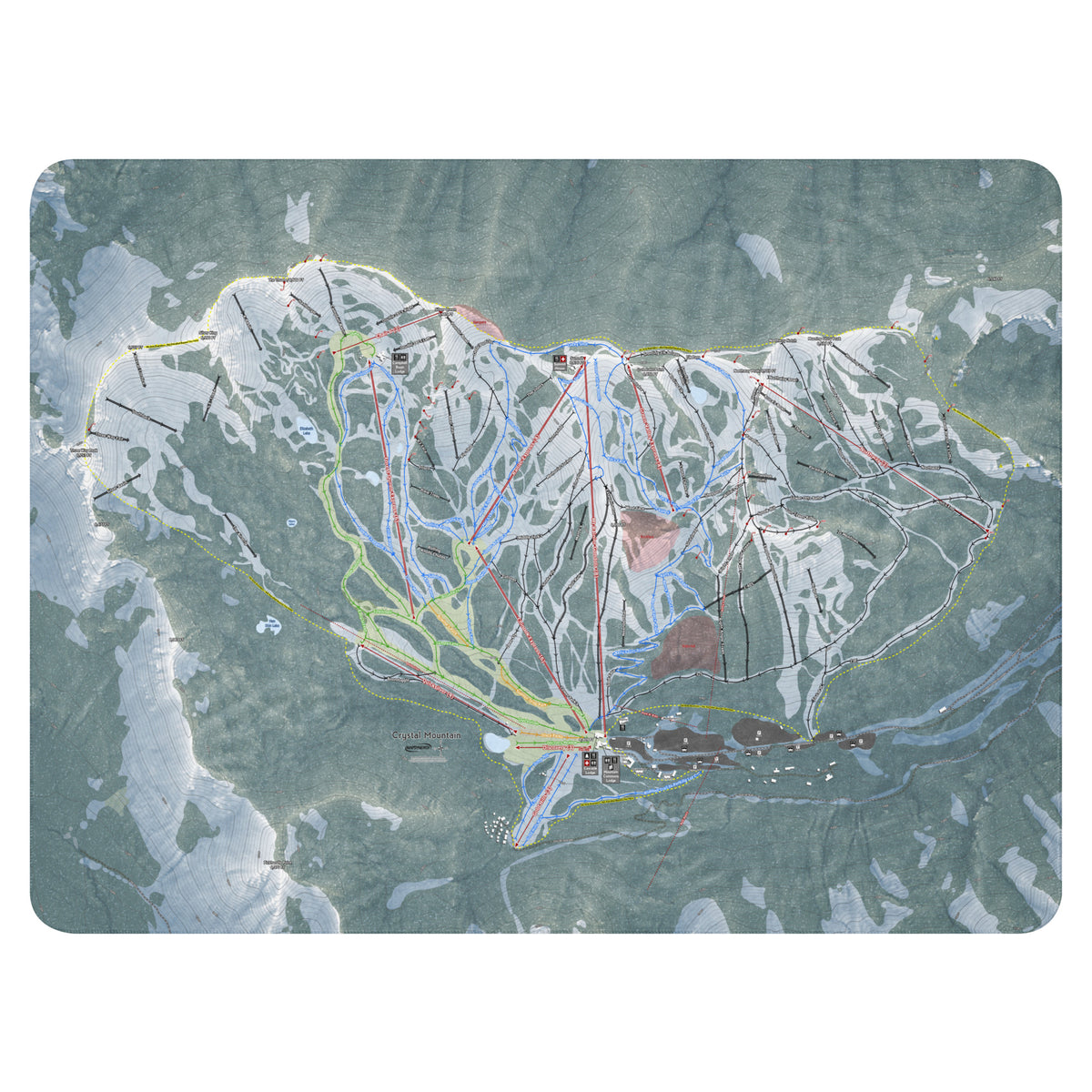 Crystal Mountain, Washington Ski Resort Map Blanket