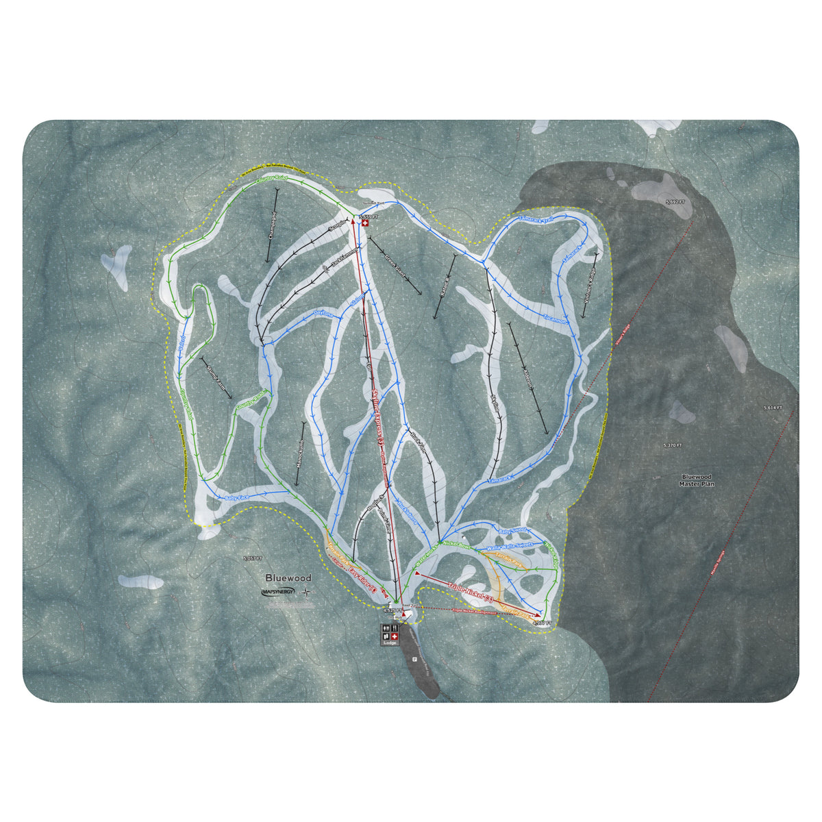 Bluewood, Washington Ski Resort Map Blanket