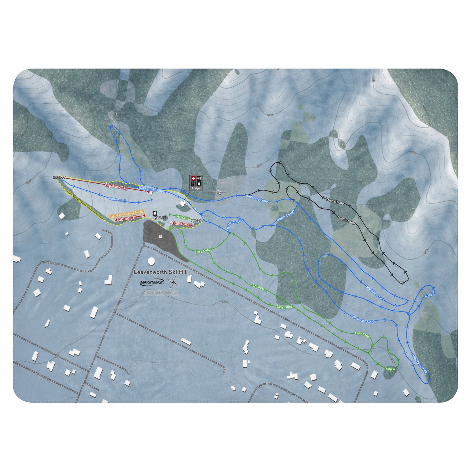 Leavenworth Ski Hill, Washington Ski Resort Map Blanket