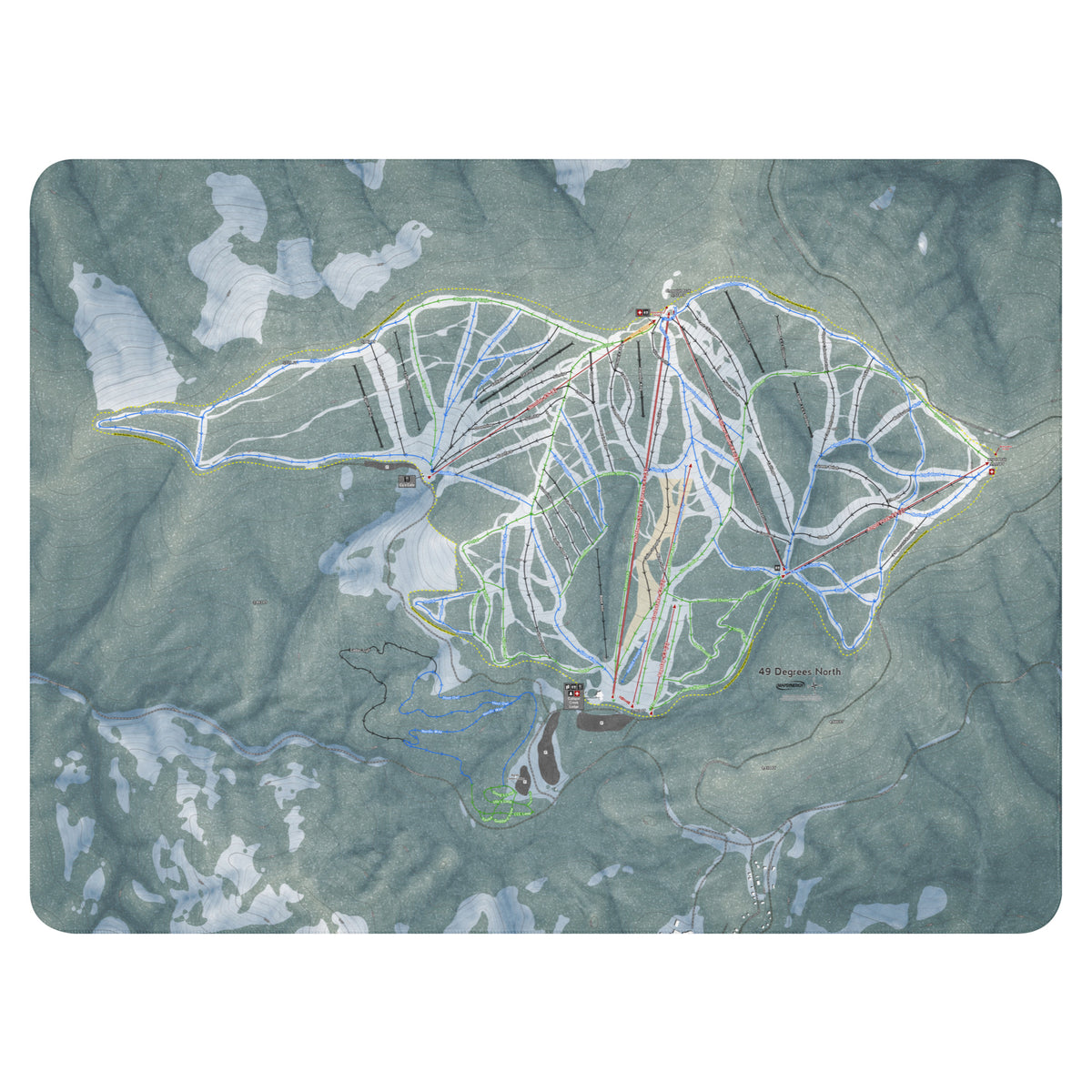 49 Degrees North, Washington Ski Resort Map Blanket