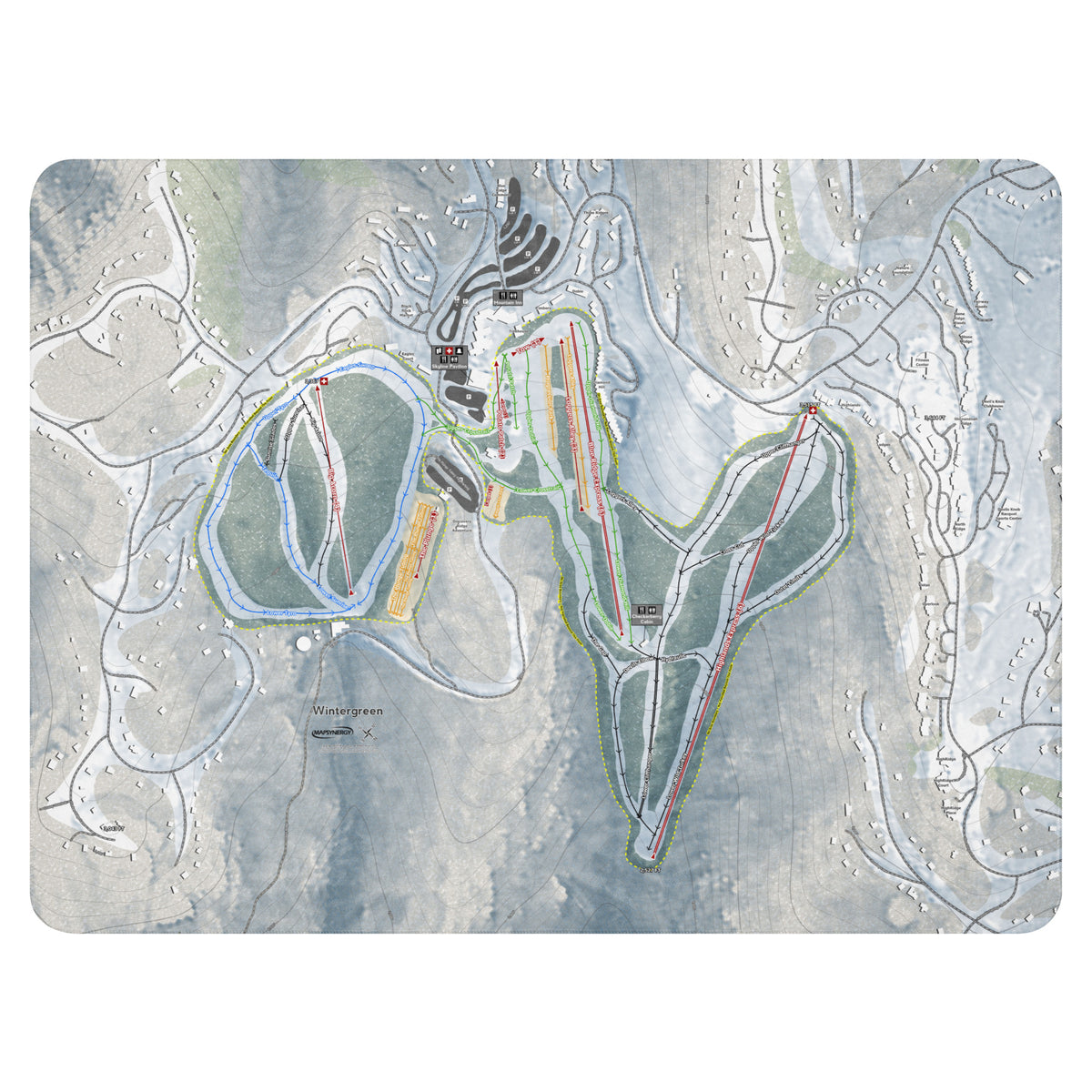 Wintergreen, Virginia Ski Resort Map Blanket