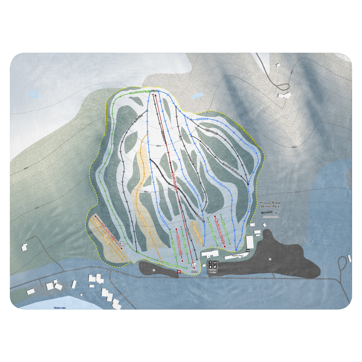 Mission Ridge Winter Park, Saskatchewan Ski Resort Map Blanket