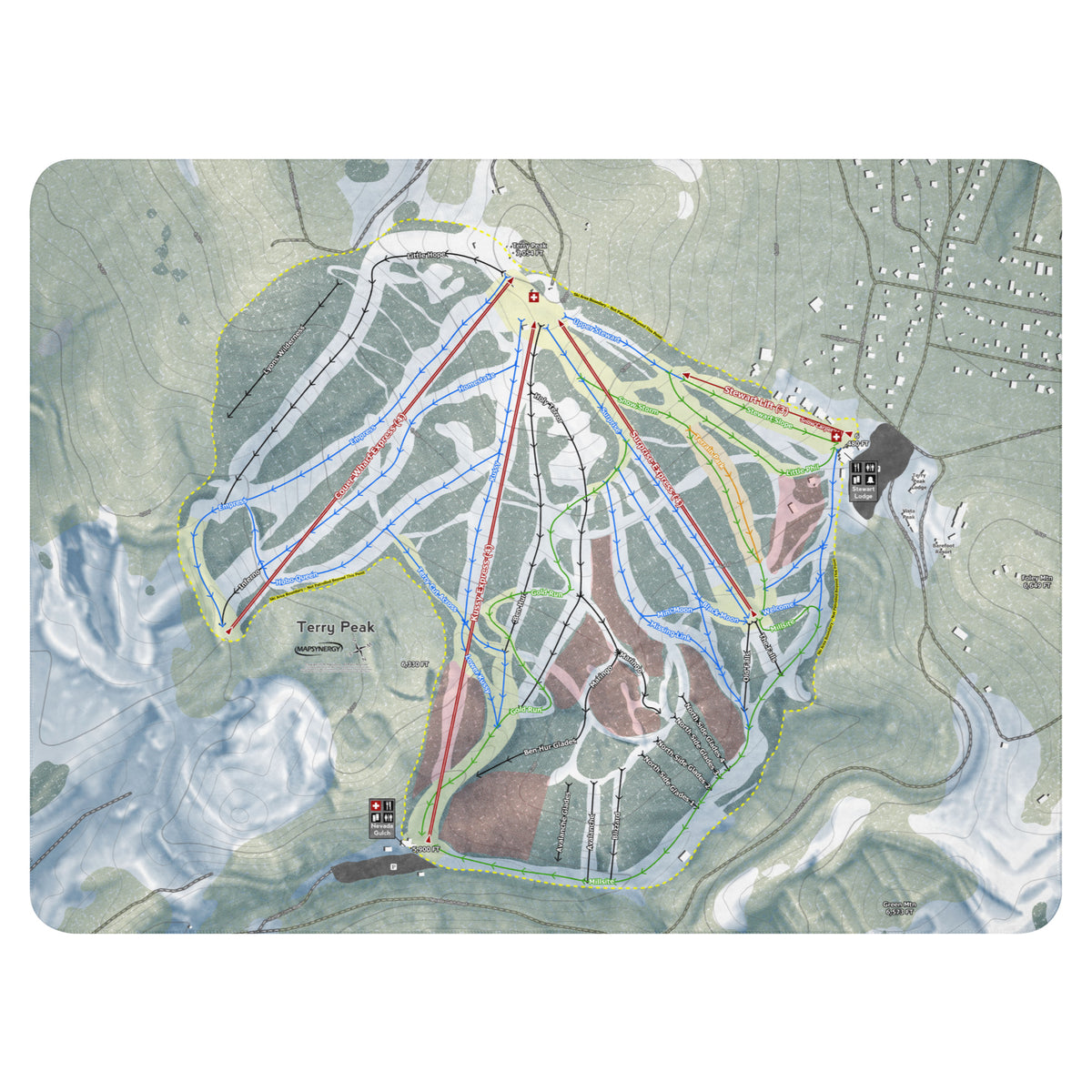Terry Peak, South Dakota Ski Resort Map Blanket