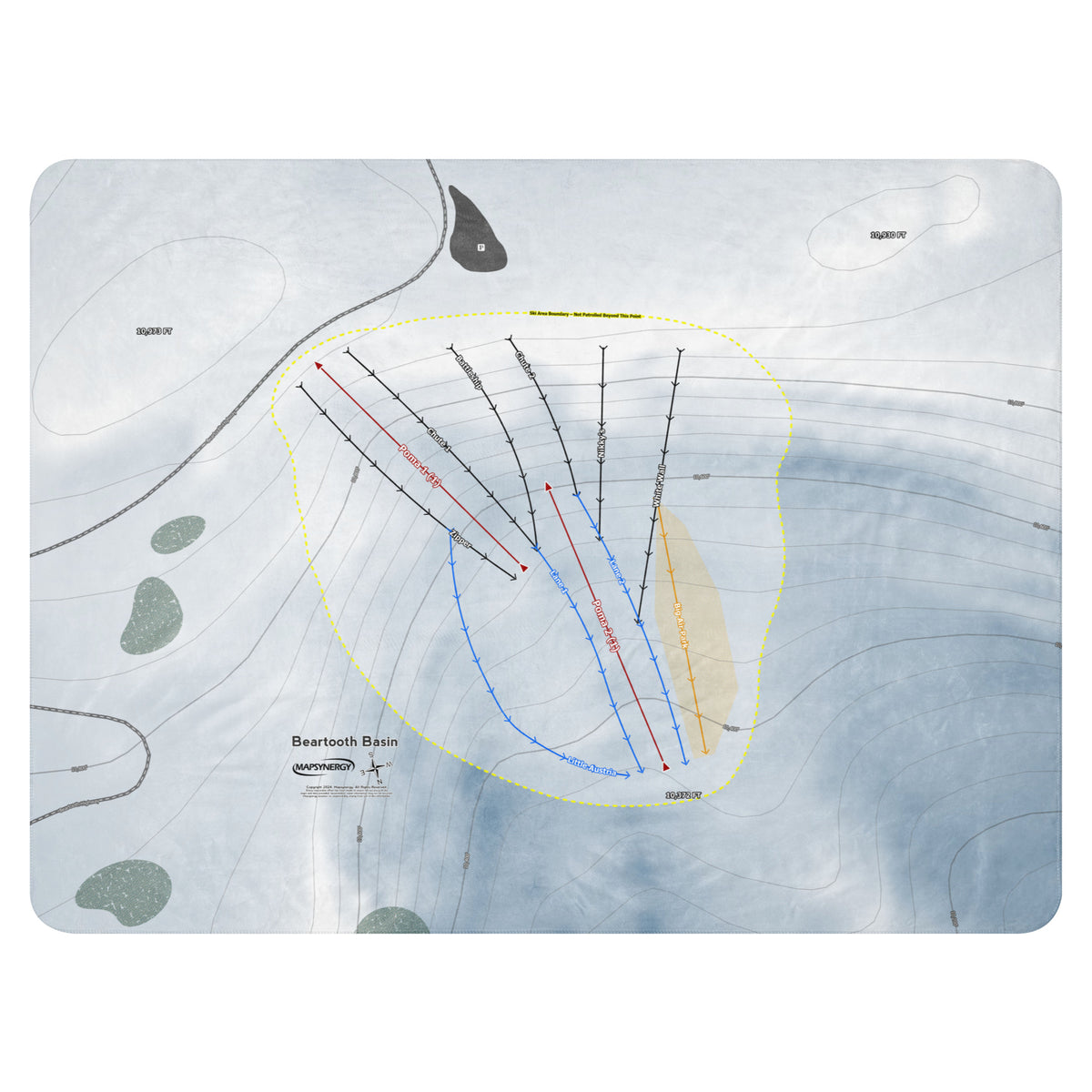 Beartooth Basin, Wyoming Ski Resort Map Blanket