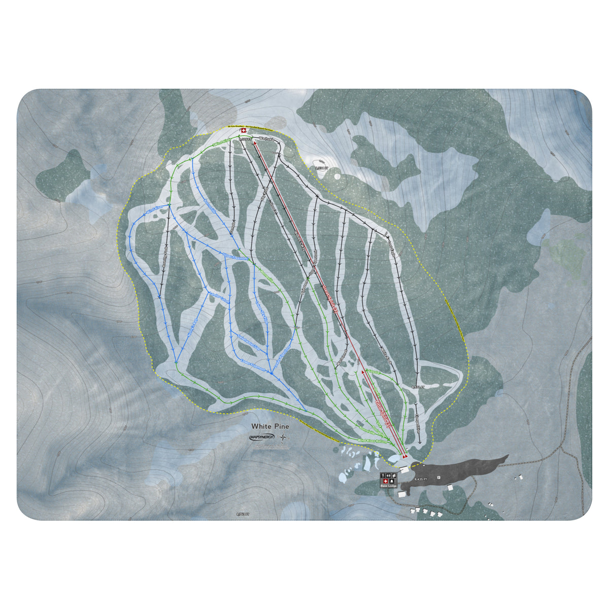 White Pine, Wyoming Ski Resort Map Blanket