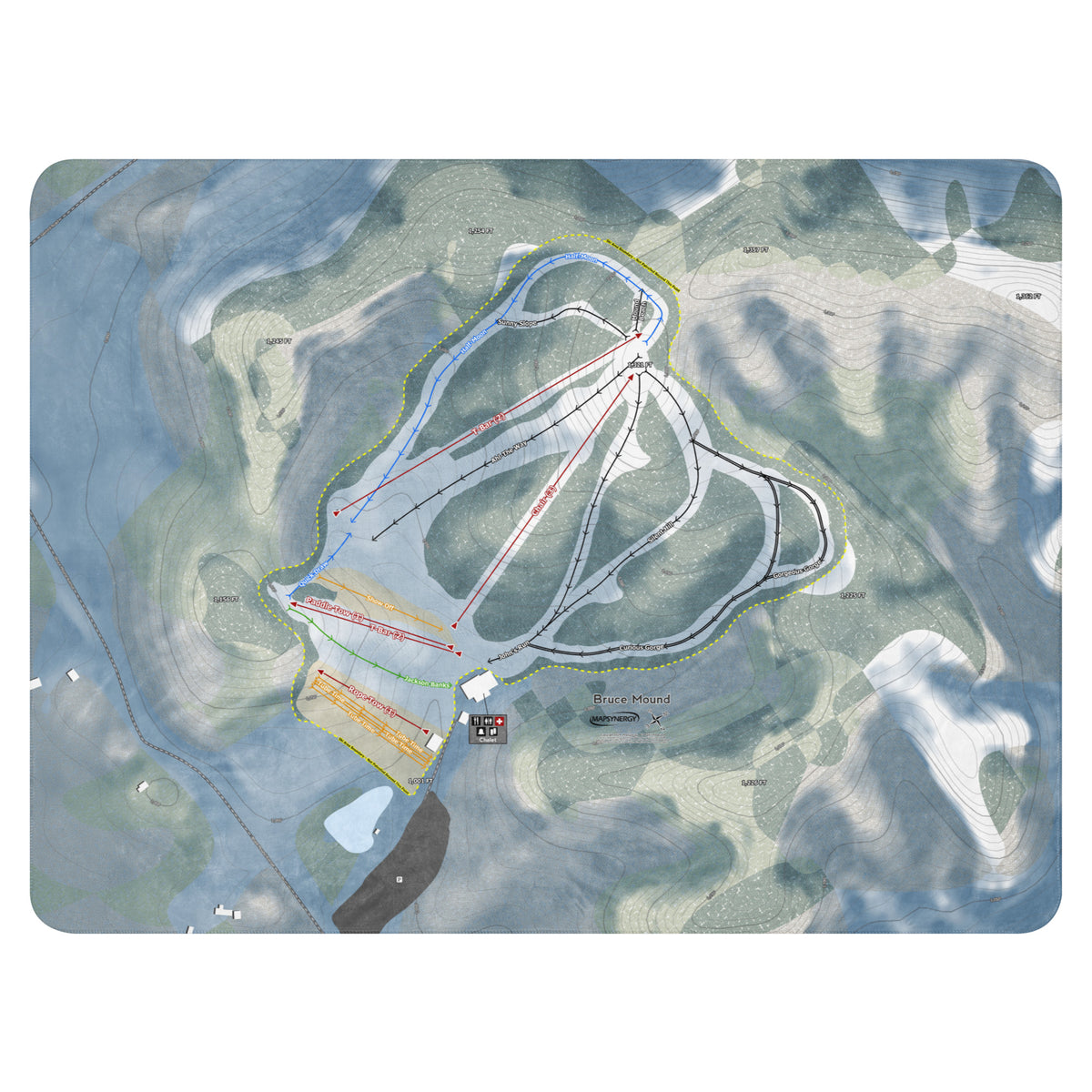 Bruce Mound, Wisconsin Ski Resort Map Blanket