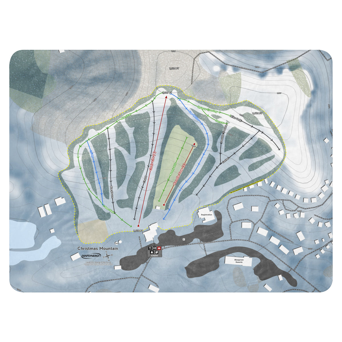 Christmas Mountain, Wisconsin Ski Resort Map Blanket