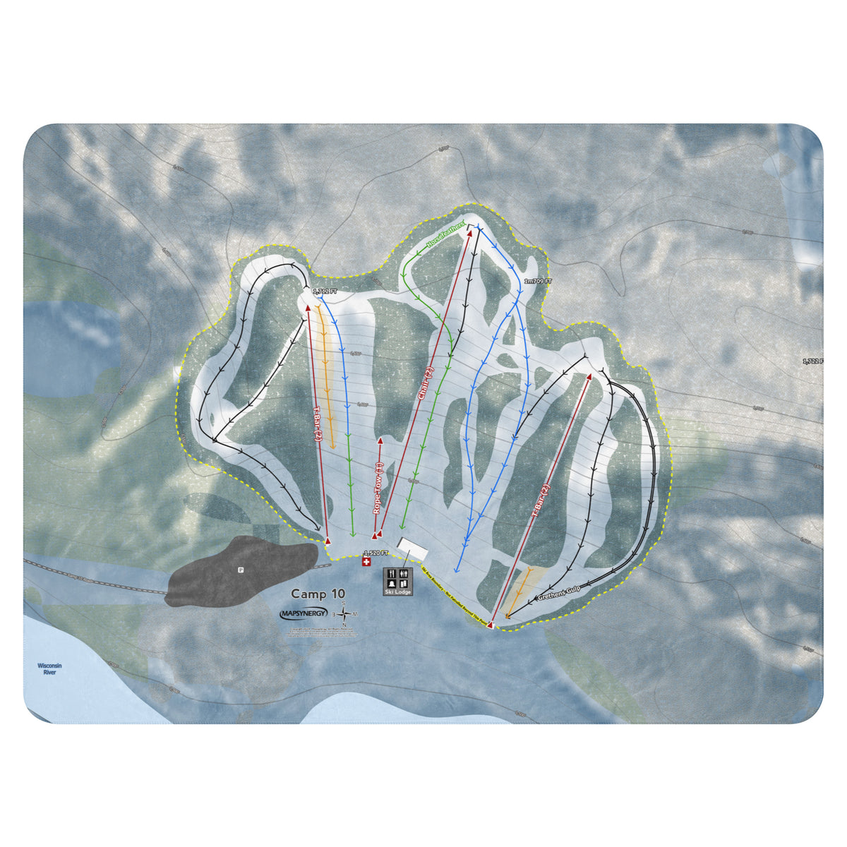Camp 10, Wisconsin Ski Resort Map Blanket