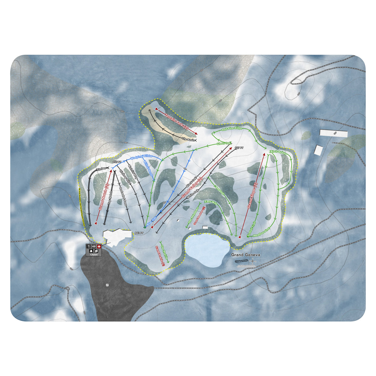 Grand Geneva, Wisconsin Ski Resort Map Blanket