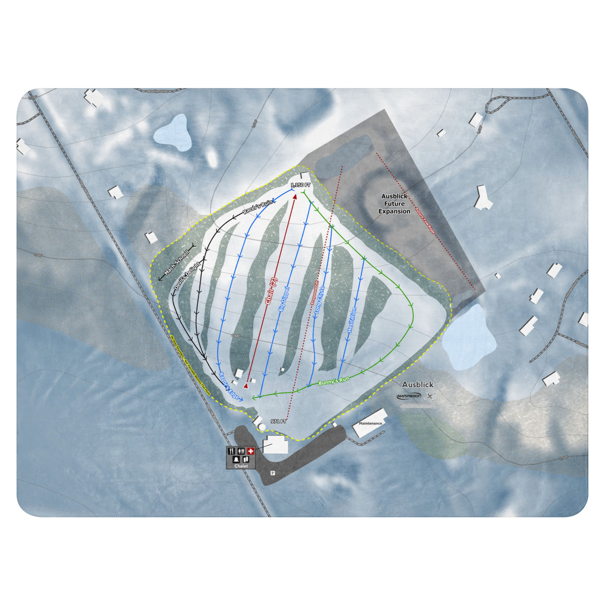 Ausblick, Wisconsin Ski Resort Map Blanket
